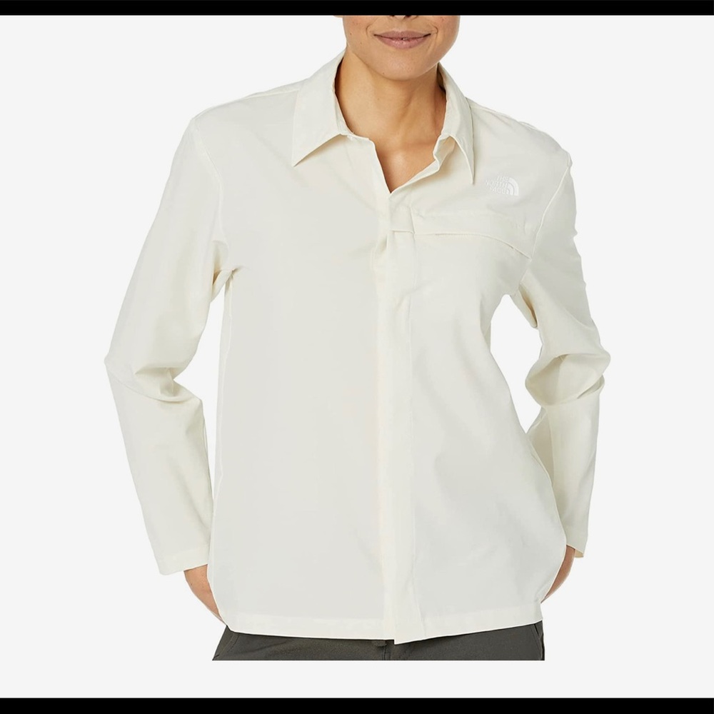 THE NORTH FACE First Trail UPF Long Sleeve Shirt, Medium in Vintage White